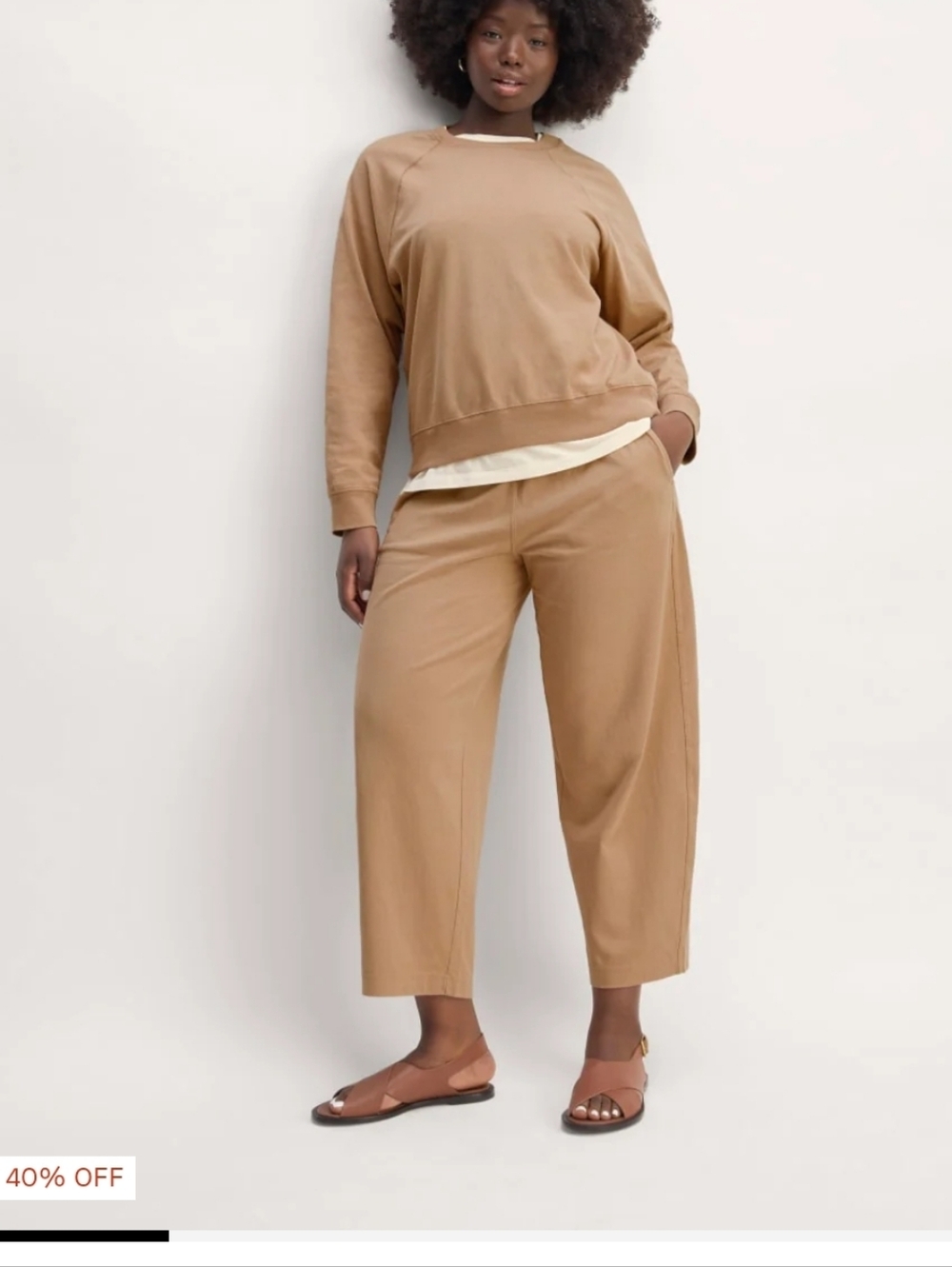 Everlane Off-Duty Barrel Pant Chanterelle Tan Medium 100% Organic Cotton